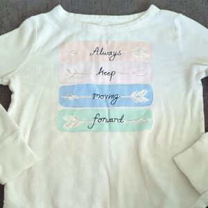 White Long Sleeve Tee with Pastel Graphic Design